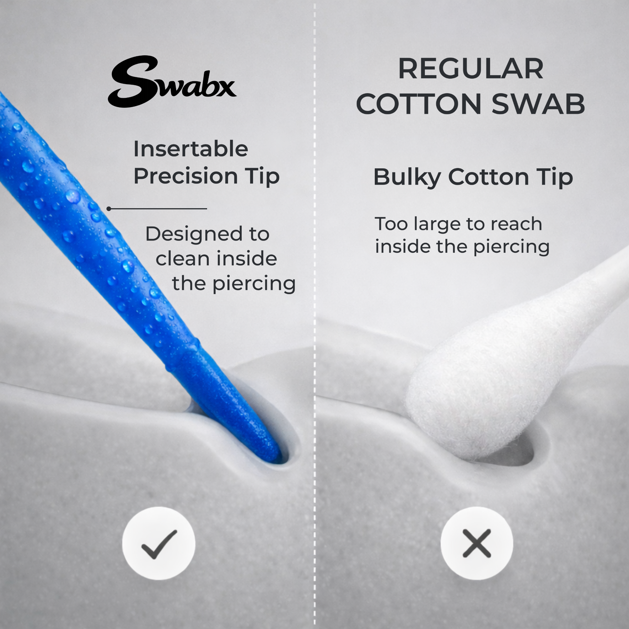 Swabx Insertable Piercing Hole Cleaners