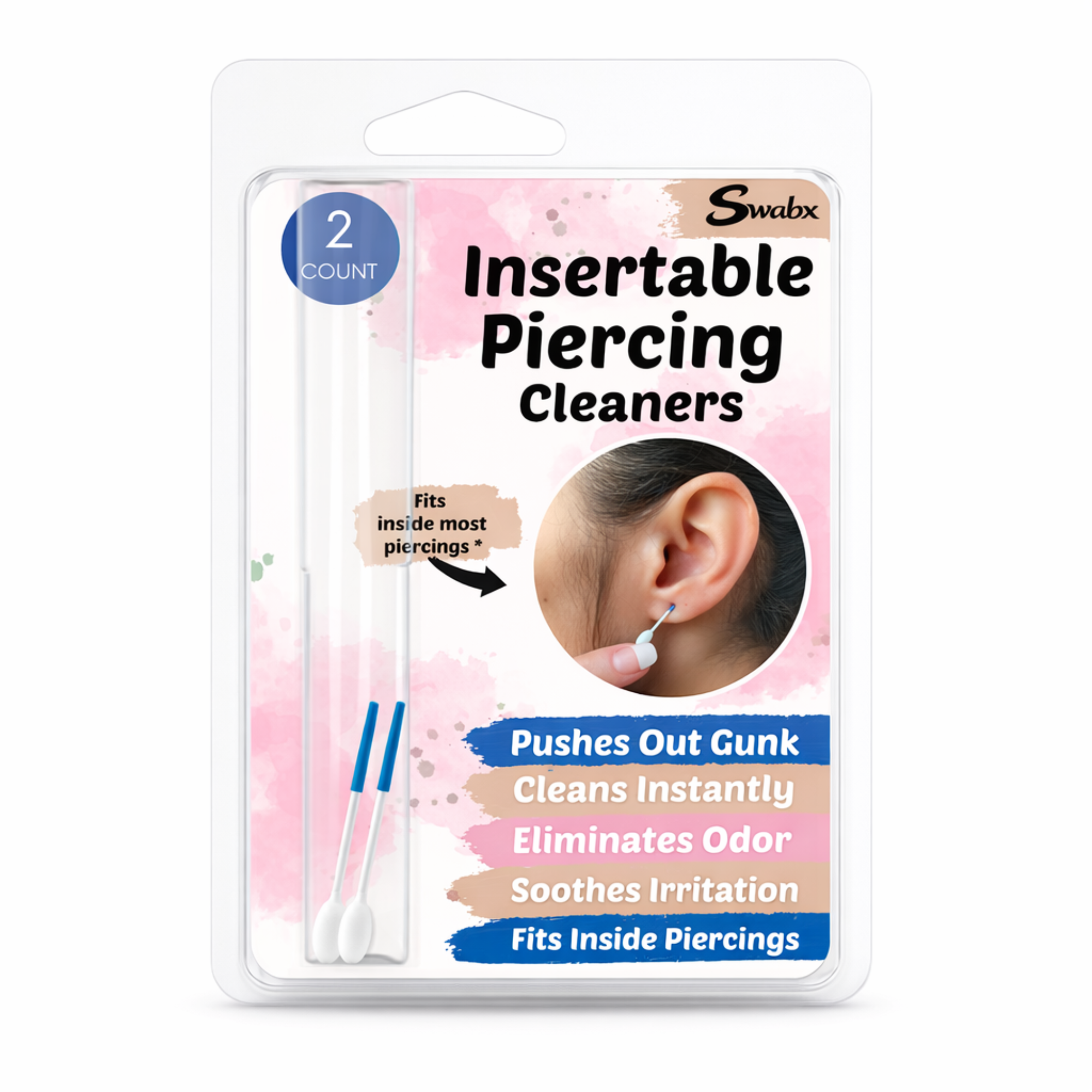 Swabx Insertable Piercing Hole Cleaners